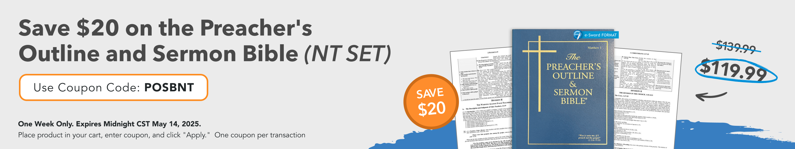 Save $20 on the Preacher's Outline and Sermon Bible® New Testament Set for e-Sword